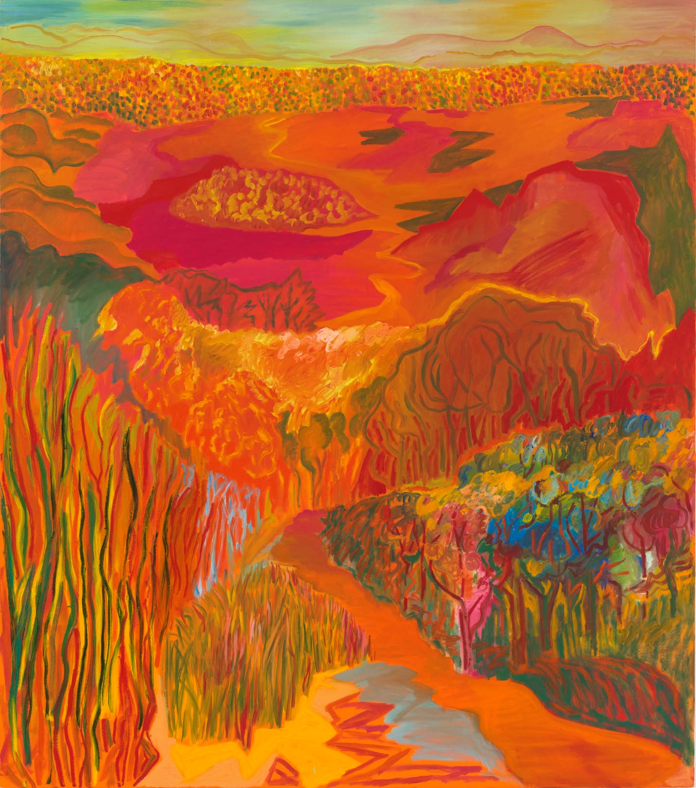 Shara Hughes NOW IT’S HEATED, 2020 Oil and acrylic on canvas 173 x 153 cm