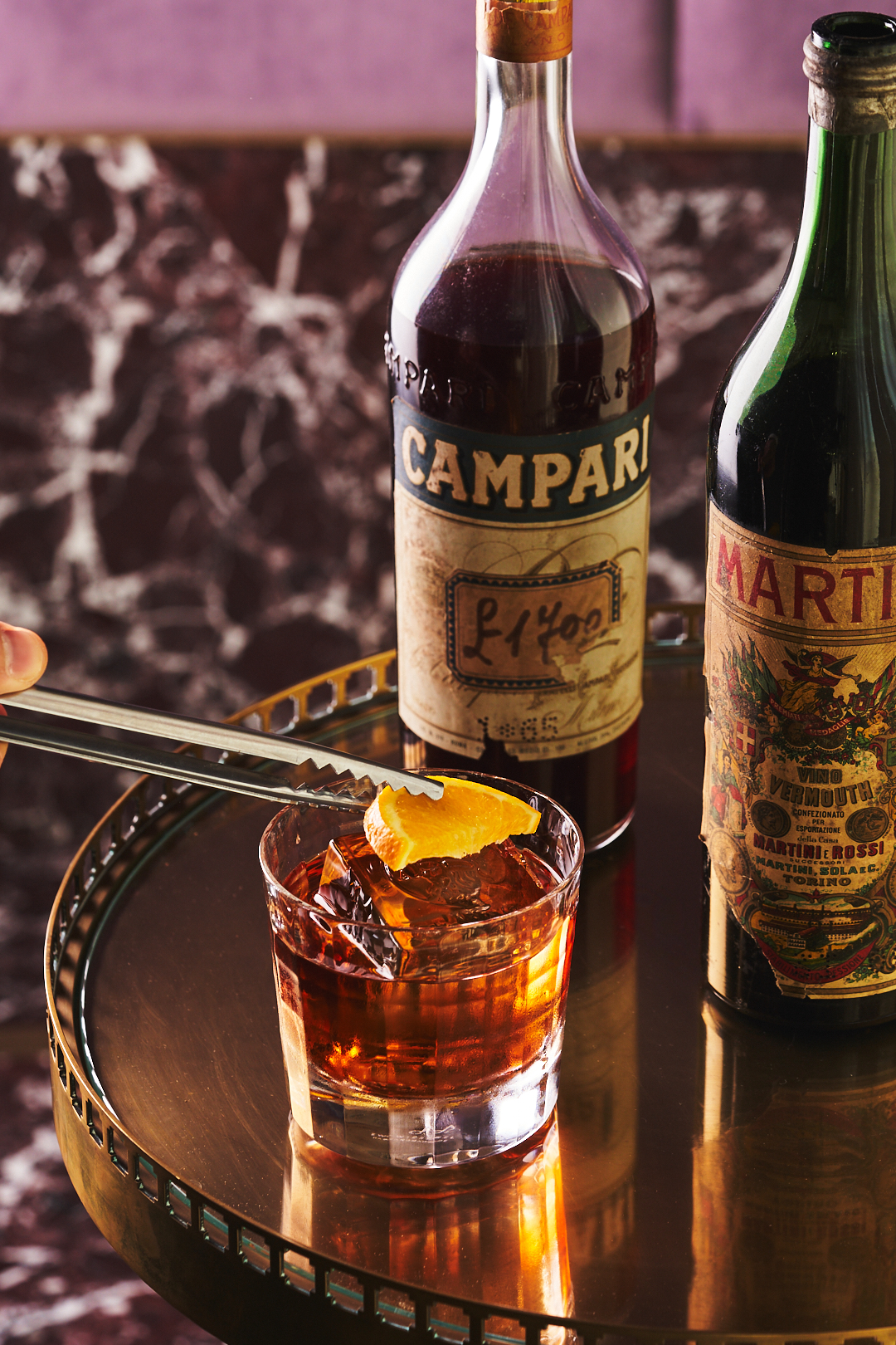 Vintage spirits with glass and slice